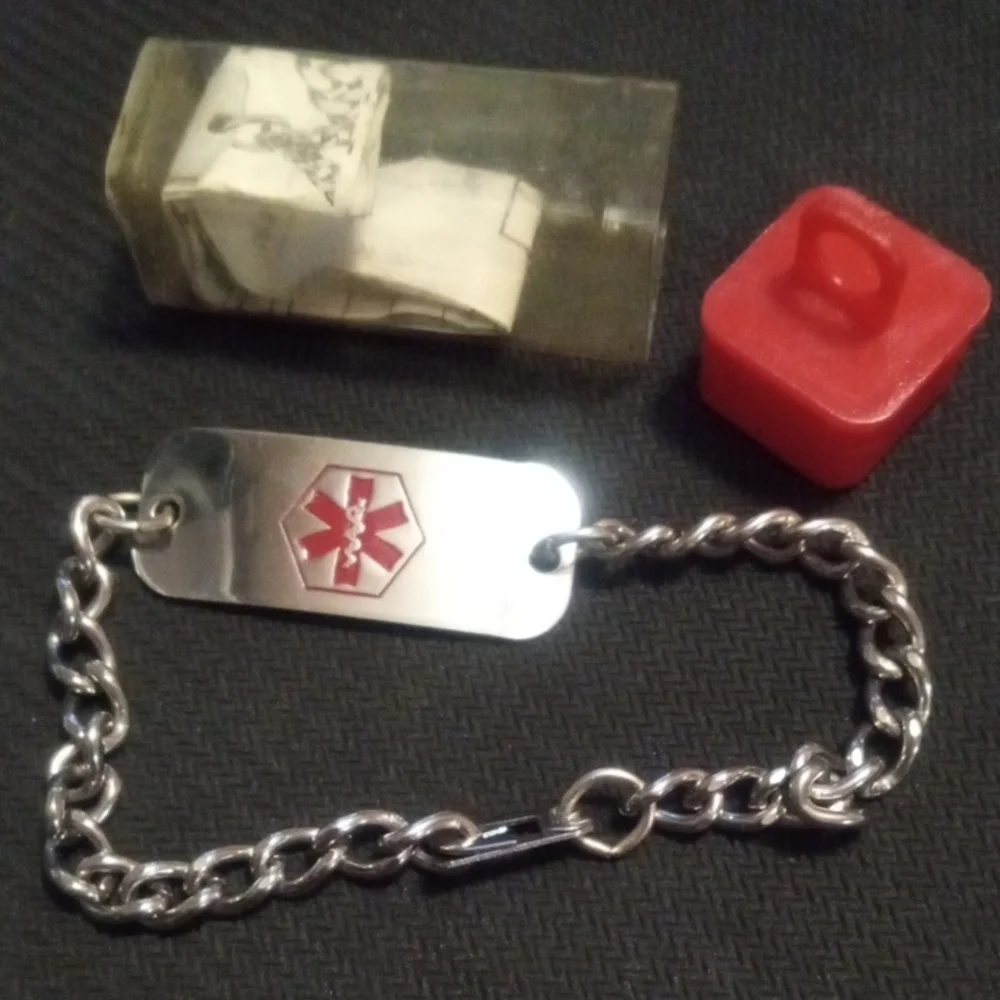 Epilepsy Silver Medical Alert Bracelet with Case